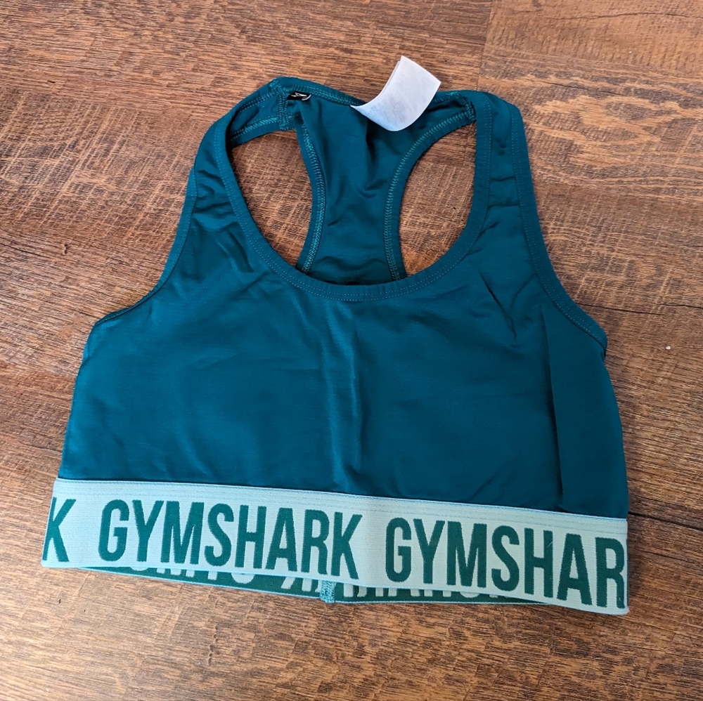 Gymshark Sports Bra with Logo Band Teal Size M